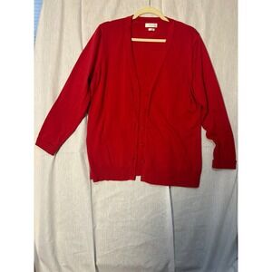 VAN HEUSEN Womens Red 100% Cotton Button Front Cardigan Sweater XL